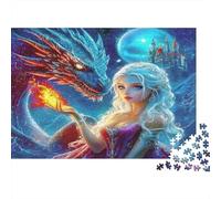 Fantasy Dragon Queen 100% Recycled Cardboard Blue Dragon & Elf 1000 Piece Jigsaw Puzzles Adults and Children Beautiful Decoration 70x50cm/1000pcs