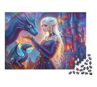 Fantasy Dragon Queen Colourful Dark Blue Dragon & Elf 1000 Pcs Puzzle Adults and Children Beautifully Illustrated 70x50cm/1000pcs