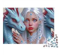 Fantasy Dragon Queen Colourful White Dragon & Elf 1000 Pieces Adult Jigsaws Birthday Fun Activity for Rainy Days 70x50cm/1000pcs