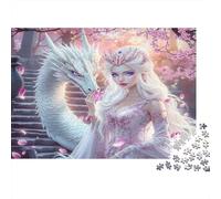 Fantasy Dragon Queen Colourful White Dragon & Queen 1000 Pcs Jigsaws for Adults The Impossible Challenge Fun Present 38x26cm/1000pcs
