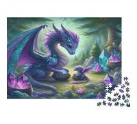Fantasy Dragon Scene Colourful Purple Crystal Dragon 1000 Pieces Jigsaws Adults The Impossible Challenge Home Activity 38x26cm/1000pcs