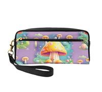 Fantasy Dream Mushroom - Estuche de maquillaje pequeño, estuche de doble cara de piel sintética