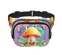 Fantasy Dream Mushroom Fitness - Riñonera de viaje moderna e informal, riñonera cuadrada de doble capa, color negro, talla única, Negro, One Size
