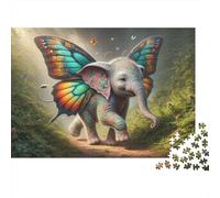 Fantasy Elephant with Butterfly Wings Rompecabezas Imposible,desafío para Adultos Juego Educativo 1000 Piezas Obra De Arte De Juego De para Adultos Y Niños 70x50cm/1000pcs