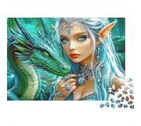 Fantasy Elf Dragon Colourful Green Dragon & Elf 1000 Pieces Adult Jigsaws For Adults & Kids Fun Rainy Day Activity 38x26cm/1000pcs