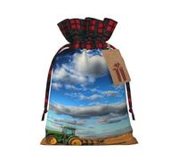 Fantasy Farm - Bolsa de Navidad a cuadros a juego con cordón para fiestas de cumpleaños de Navidad, 4.7 x 6.9 pulgadas