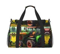 Fantasy Farm - Bolsa de viaje grande de lona con estampado de tractor de granja para mujer, bolsa de viaje para mujer, bolsa de mano, Negro -, Talla única