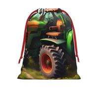 Fantasy Farm - Bolsas de regalo reutilizables con estampado de tractor de granja, bolsas de regalo de tamaño mediano, bolsas con cordón para regalos para Navidad, cumpleaños