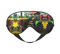 Fantasy Farm - Máscara de dormir unisex con estampado de tractor de doble cara, ideal para un sueño profundo y cuidado de la piel