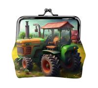 Fantasy Farm - Monedero con estampado de tractor de granja con cierre de beso, pequeño bolso vintage para hombres y mujeres, Black, Talla única, Bolsa para monedas