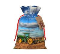 Fantasy Farm Tractor Impresión 4.7 x 6.9 en bolsa de Navidad con cordón y bonita etiqueta de papel kraft, se adapta a regalos y artículos pequeños diarios