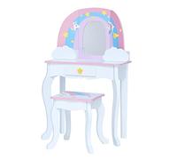Fantasy Fields de Teamson Kids Little Dreamer Rainbow Unicorn Vanity Set Tocador con Espejo, Almacenamiento Integrado y Taburete para niños, Blanco, TD-13543F