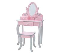 Teamson Kids 'Rapunzel' Tocador Rosa de Madera con Espejo y Taburete TD-12851A