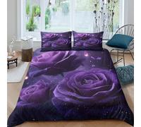 Fantasy Floral Art Funda Edredon Microfibra Juego de Ropa de Cama de 3 Piezas Impresión 3D Cierre de Fantasía Floral Arte Funda de Edredón Funda de Almohada a Juego for Adultos Single（135x200cm）