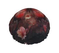 Fantasy Flower Butterfly - Gorro de ducha para mujer, impermeable, reutilizable, con cordón elástico lavable, adecuado para cabello largo y trenzas, ideal para ducharse.