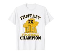 Fantasy Football 3X Campeón Tres Veces Campeón Trofeo Ganador Camiseta