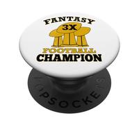 Fantasy Football 3X Campeón Tres Veces Campeón Trofeo Ganador PopSockets PopGrip Adhesivo
