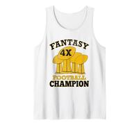 Fantasy Football 4X Campeón Cuatro Veces Campeón Trofeo Ganador Camiseta sin Mangas