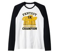 Fantasy Football 5X Campeón Cinco Veces Campeón Trofeo Ganador Camiseta Manga Raglan
