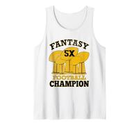 Fantasy Football 5X Campeón Cinco Veces Campeón Trofeo Ganador Camiseta sin Mangas