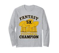 Fantasy Football 5X Campeón Cinco Veces Campeón Trofeo Ganador Manga Larga