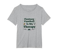 Fantasy Football is My Therapy: Regalo para entusiastas del Deporte Camiseta, Mujer Tallas Grandes, Gris Jaspeado, 4XL Grande