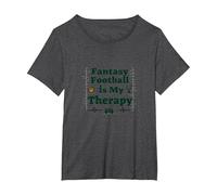 Fantasy Football is My Therapy: Regalo para entusiastas del Deporte Camiseta, Mujer Tallas Grandes, Jaspeado Oscuro, 4XL Grande