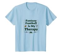 Fantasy Football is My Therapy: Regalo para entusiastas del Deporte Camiseta, Niños, Azul Bebé, 4 años