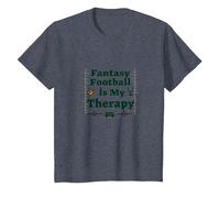 Fantasy Football is My Therapy: Regalo para entusiastas del Deporte Camiseta, Niños, Azul Jaspeado, 4 años