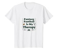 Fantasy Football is My Therapy: Regalo para entusiastas del Deporte Camiseta, Niños, Blanco, 4 años