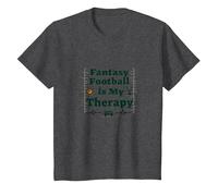 Fantasy Football is My Therapy: Regalo para entusiastas del Deporte Camiseta, Niños, Jaspeado Oscuro, 4 años