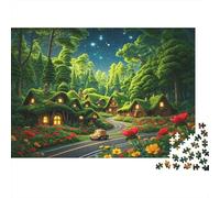 Fantasy Forest 1000 Piezas Jigsaw Puzzle Recycled Magical Cottage Senior Puzzles Party Game Props Developing Children‘s Intelligence Educational Fun 38x26cm/1000pcs
