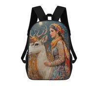 Fantasy Forest Deer And Woman Mochilas Infantiles Impresas En 3D Para Niños. Mochilas De Viaje De Moda Para Niños. Mochila Escolar Para Estudiantes De Primaria Y Secundaria.