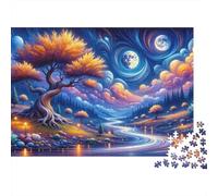 Fantasy Forest Night Sky Rompecabezas Imposible,desafío para Adultos Entretenimiento Creativo 1000 Piezas Obra De Arte De Juego De para Adultos Y Niños 38x26cm/1000pcs