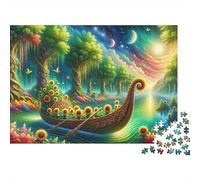 Fantasy Forest River Boat Puzzle De 1000 Piezas Rompecabezas para Adultos Rompecabezas 1000 Piezas para Adultos para Amantes O Amigos Rompecabezas Imposable 70x50cm/1000pcs
