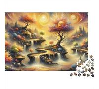 Fantasy Forest Waterfall Path Puzzles Imposible,desafío for Adults Entretenimiento Creativo 1000 Piezas Obra De Arte De Juego De para Adultos Y Niños A Partir De 12 Años 52x38cm/1000pcs