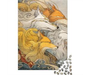 Fantasy Foxes Mythical Artwork Rompecabezas Imposible,desafío for Adults Juego Educativo 1000 Piezas Obra De Arte De Juego De para Adultos Y Niños A Partir De 12 Años 38x26cm/1000pcs