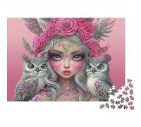 Fantasy Girl with Owls 100% Recycled Cardboard Owl Lady Portrait 1000 Piece Puzzle for Adults The Impossible Challenge Fun Present 70x50cm/1000pcs