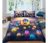 Fantasy Glowing Characters Funda Edredon Microfibra 3 Piezas Compuesto Impresión 3D Cierre de fantasía Glowing Characters Funda de Edredón Funda de Almohada a Juego Lavables for niña （140x200cm）