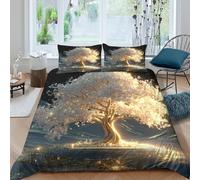 Fantasy Glowing Funda Edredon Microfibra 3 Piezas Compuesto Impresión 3D Cierre de Fantasía Glowing diseño Funda de Edredón Funda de Almohada a Juego Transpirable for Adultos Single（140x200cm）