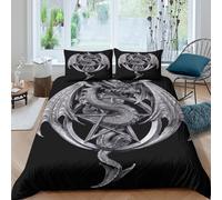 Fantasy Gothic Design Funda de Edredón Microfibra 3 Piezas Impresión 3D Cierre de Fantasía Gothic diseño Funda Edredon Fundas de Almohada Transpirable Suave for niños y niñas Super King（260x220cm）