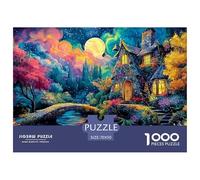 Fantasy House with Stone Walls 1000 Pcs Ökopapier Puzzle Castle in Colorful Night Stressabbau Kreatives Spiel Puzzles Für Erwachsene Und Kinder 70x50cm/1000pcs