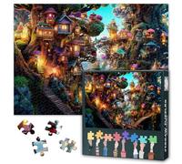 Fantasy Houses in The Forest Puzzles 1000 Piezas para Adultos Casa del Árbol Puzzle para Adultos Rompecabezas Bosque para Decoración del Hogar Puzzle Regalos para Familia Amigos 70 cm x 50 cm