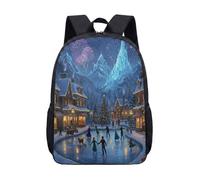 Fantasy Ice Castle Horse Carriage Snowman - Mochila de 17 pulgadas, diseño de torre de reloj de invierno y cuento de hadas, mochila escolar para niños, adolescentes y estudiantes, 02., L, Minimalista