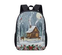Fantasy Ice Castle Horse Carriage Snowman - Mochila de 17 pulgadas, diseño de torre de reloj de invierno y cuento de hadas, mochila escolar para niños, adolescentes y estudiantes, 07, L, Minimalista