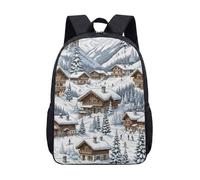 Fantasy Ice Castle Horse Carriage Snowman - Mochila de 17 pulgadas, diseño de torre de reloj de invierno y cuento de hadas, mochila escolar para niños, adolescentes y estudiantes, 04., L, Minimalista