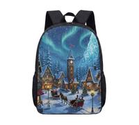 Fantasy Ice Castle Horse Carriage Snowman - Mochila de 17 pulgadas, diseño de torre de reloj de invierno y cuento de hadas, mochila escolar para niños, adolescentes y estudiantes, 01., L, Minimalista