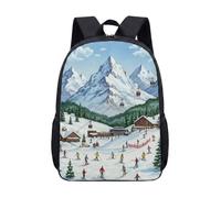 Fantasy Ice Castle Horse Carriage Snowman - Mochila de 17 pulgadas, diseño de torre de reloj de invierno y cuento de hadas, mochila escolar para niños, adolescentes y estudiantes, 05., L, Minimalista