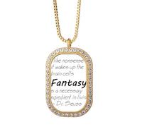 Fantasy Is The Ingredient In Life - Collar con colgante de diamantes de cristal dorado