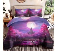 Fantasy Landscape - Juego de ropa de cama reversible hipoalergénica de microfibra cepillada de alta calidad, juego de cama con cremallera, multicolor, 200 x 200 cm, 3 piezas